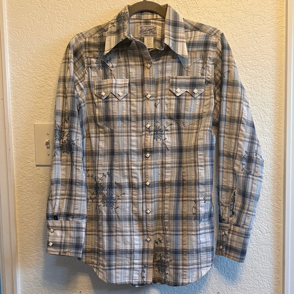 Rockmount Plaid Pearl Snap Shirt with Embroidered Details